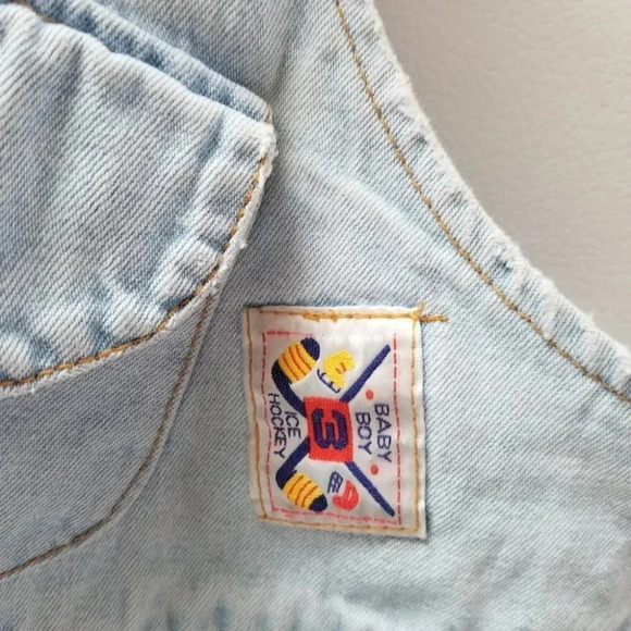VINTAGE Handmade Baby Doll Jean Coveralls Patchwork Crop L - Picture 8 of 16